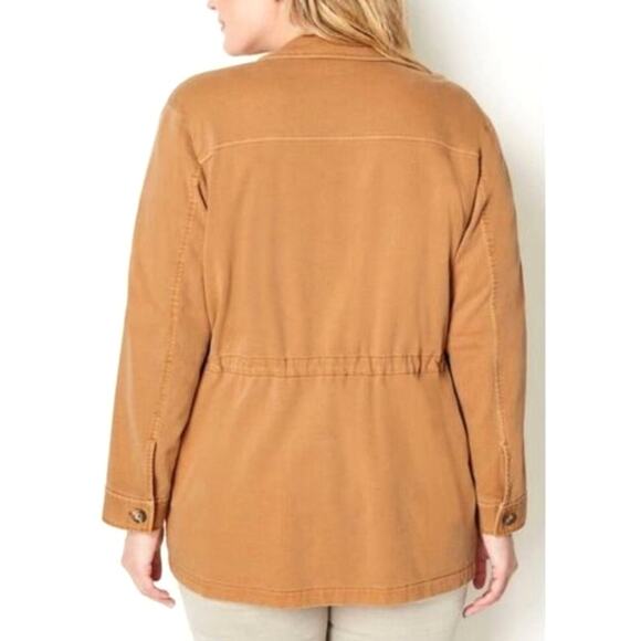 J. Jill Anorak Utility Jacket Button Front Drawstring Waist Tan 3X Chic Casual - Picture 9 of 16